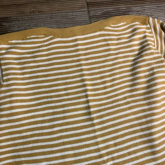 Croft & Barrow Mustard and White Striped Sweater - Picture 3 of 5